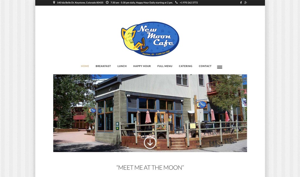 New Moon Cafe in Carbondale, Colorado, showcasing client branding and web design portfolio.